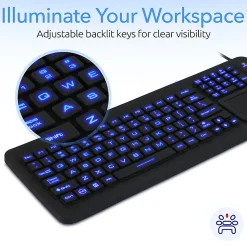 Delton M70 Medical Grade Airtight Waterproof USB Backlit Computer Keyboard And Touchpad, Black
