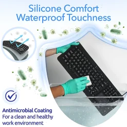 Delton M70 Medical Grade Airtight Waterproof USB Backlit Computer Keyboard And Touchpad, Black