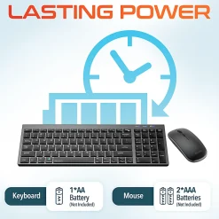 Delton N36 Slim Wireless Keyboard And Optical Mouse Combo, Black