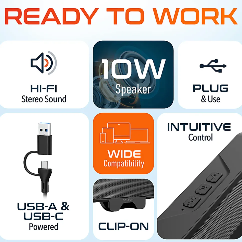 Delton P150 Clip-On 10-Watt USB-A Computer Speaker