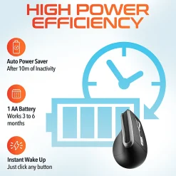 Delton S20 Ergonomic Vertical Wireless Mouse, Black