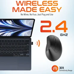 Delton S12P Wireless Ergonomic Computer Mouse, Black