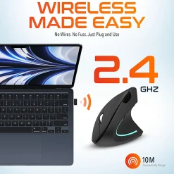 Delton S12 Vertical Ergonomic Wireless Mouse, Black