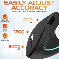 Delton S12 Vertical Ergonomic Wireless Mouse, Black
