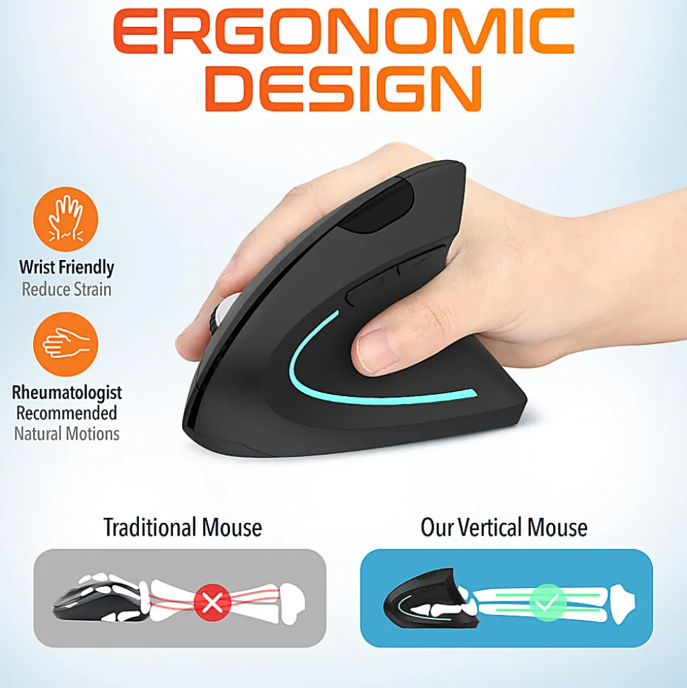 Delton S12 Vertical Ergonomic Wireless Mouse, Black