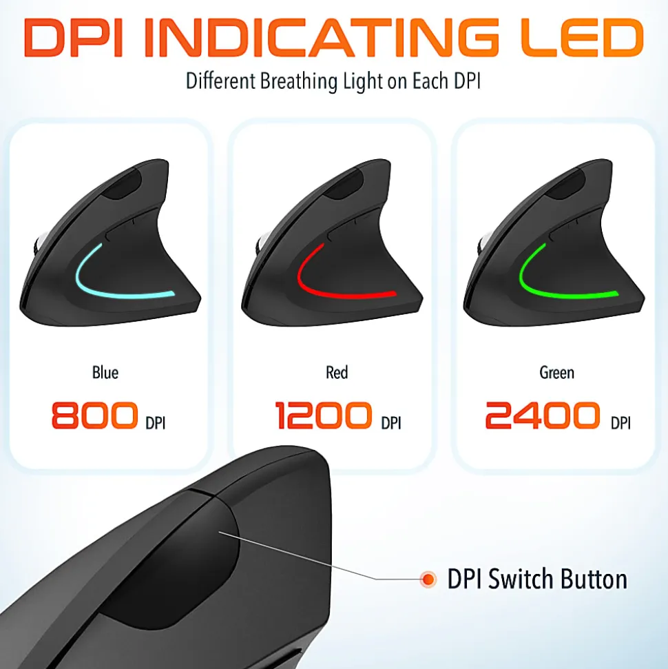 Delton S12 Vertical Ergonomic Wireless Mouse, Black