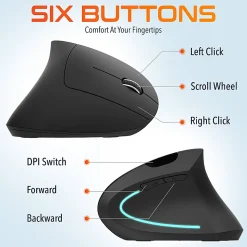 Delton S12 Vertical Ergonomic Wireless Mouse, Black