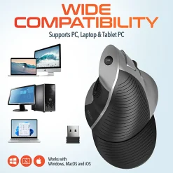 Delton S22 Vertical-Grip Ergonomic Wireless Computer Mouse, Black