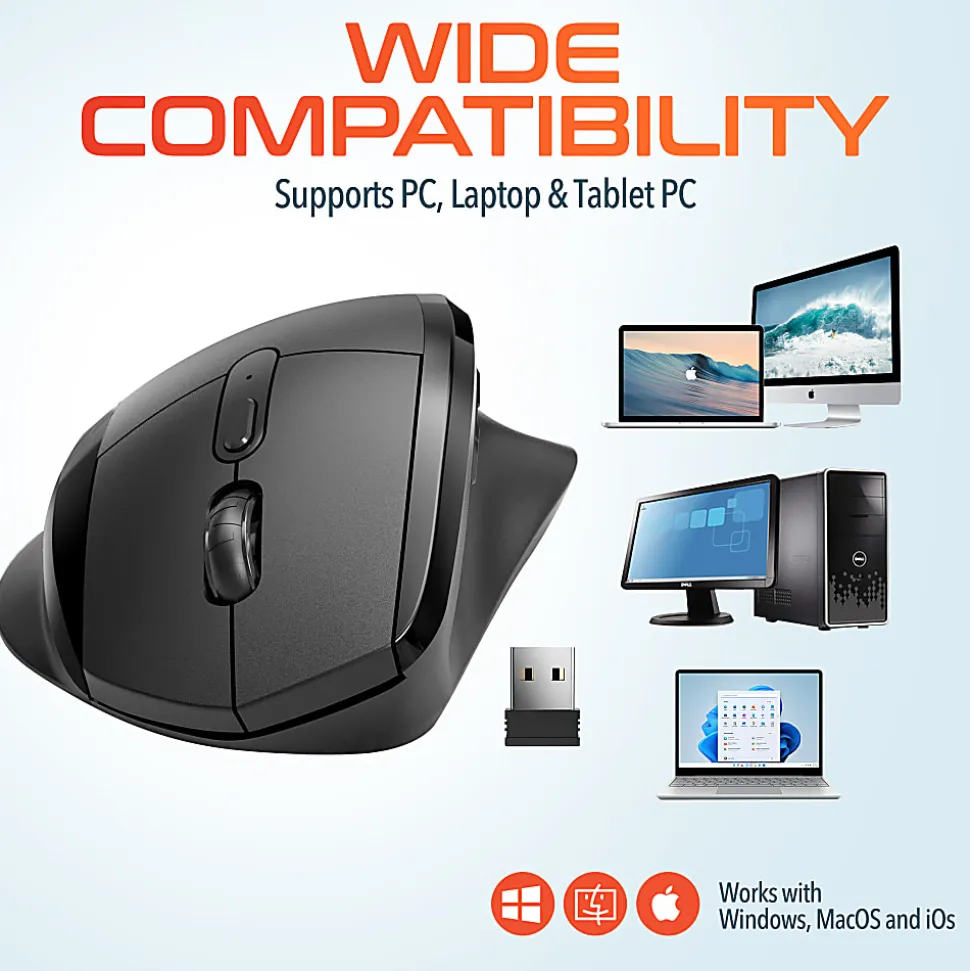 Delton S30 Wireless Ergonomic Computer Mouse, Black