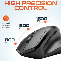 Delton S30 Wireless Ergonomic Computer Mouse, Black