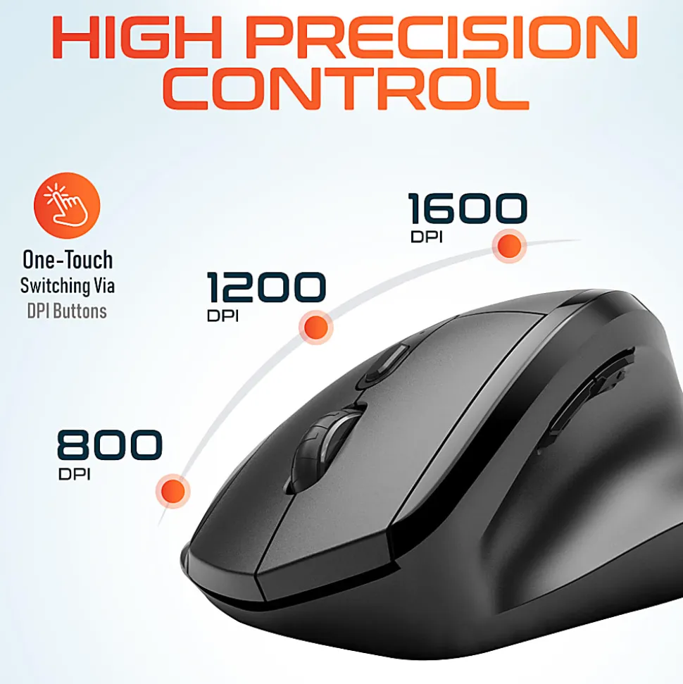 Delton S30 Wireless Ergonomic Computer Mouse, Black