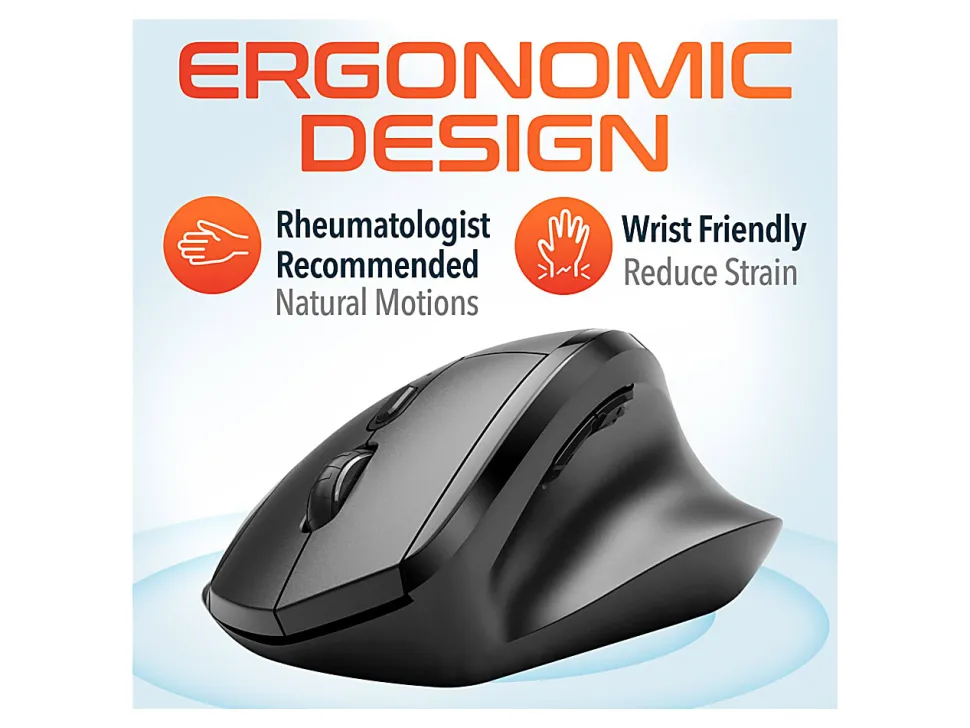 Delton S30 Wireless Ergonomic Computer Mouse, Black