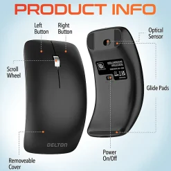 Delton S10 Wireless Optical Computer Mouse, Black