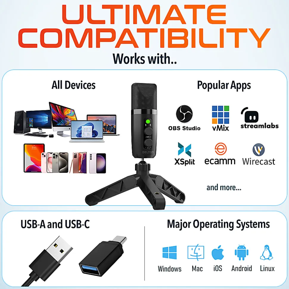 Delton U3000 USB Condenser Computer Microphone