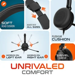 Delton 32Y Noise-Canceling On-Ear Wired Computer Headset, Black, DWH32Y