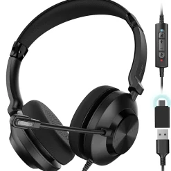 Delton 32Y Noise-Canceling On-Ear Wired Computer Headset, Black, DWH32Y