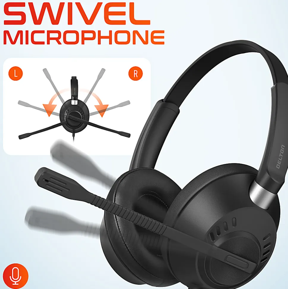 Delton 42Y Noise-Canceling Stereo Over-Ear Headset, Black