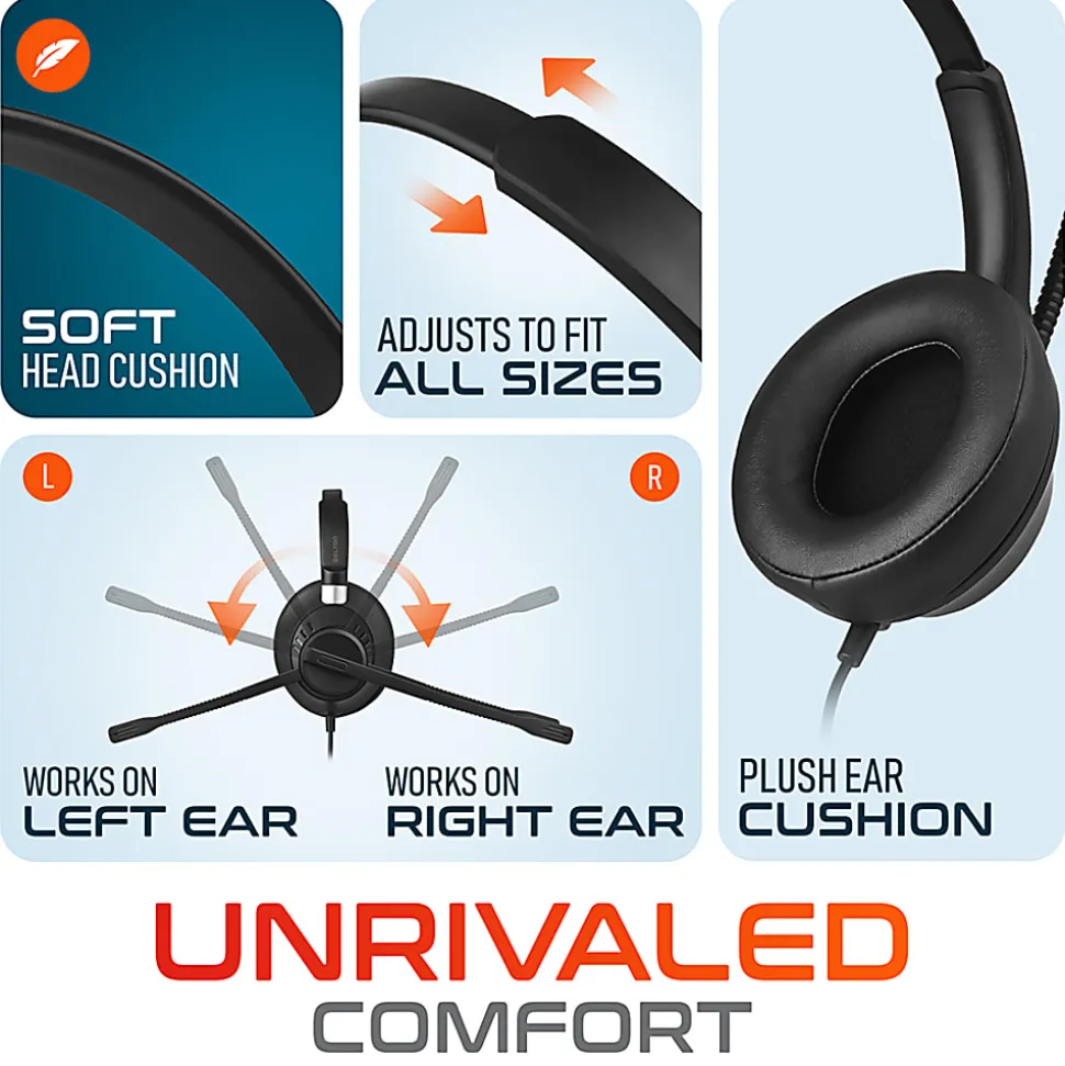 Delton 42Y Noise-Canceling Stereo Over-Ear Headset, Black