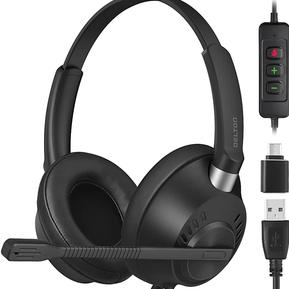 Delton 42Y Noise-Canceling Stereo Over-Ear Headset, Black