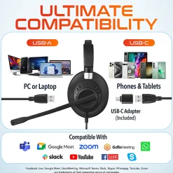 Delton 42Y Noise-Canceling Stereo Over-Ear Headset, Black