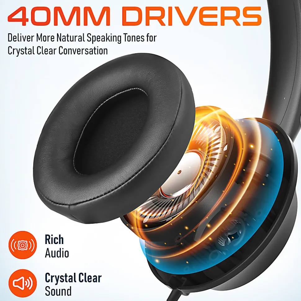 Delton 42Y Noise-Canceling Stereo Over-Ear Headset, Black