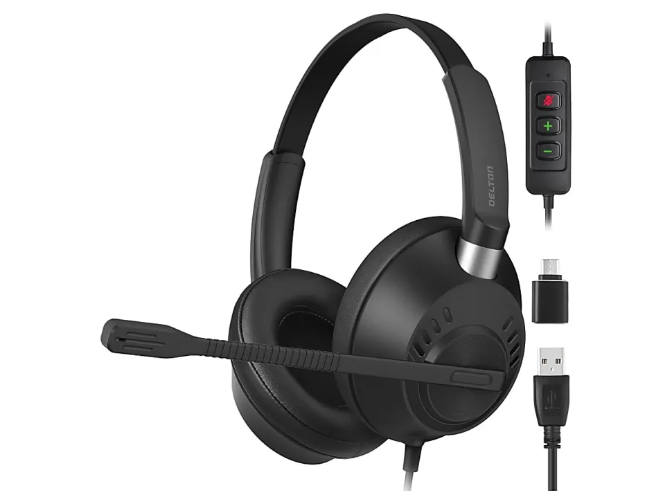 Delton 42Y Noise-Canceling Stereo Over-Ear Headset, Black