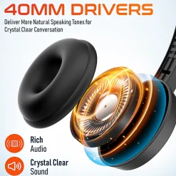 Delton 12Y Stereo On-Ear USB Type-A Headset, Black