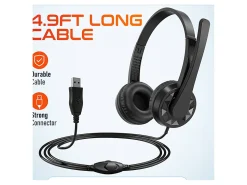 Delton 12Y Stereo On-Ear USB Type-A Headset, Black