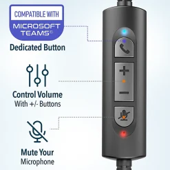 Delton 30Y Wired Computer Headset, Black
