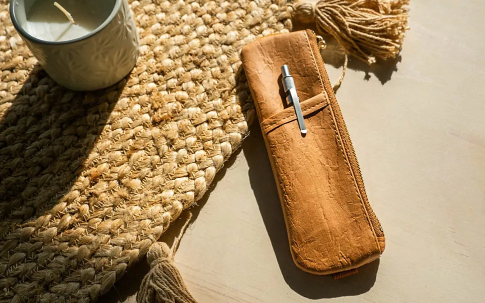 Denik Caramel Crinkle Notebook Pouch, 6-1/2" x 2", Orange