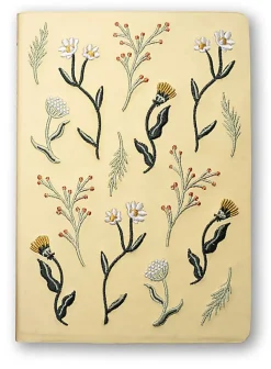 Denik Hardcover Journal, 5-3/4" x 8-1/4", 144 Pages, Autumn Garden Embroidered/Yellow
