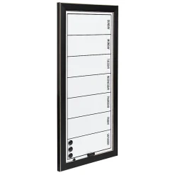 DesignOvations Wyeth Magnetic Framed Dry-Erase Weekly Calendar, Melamine, 13” x 26”, White, Black Plastic Frame