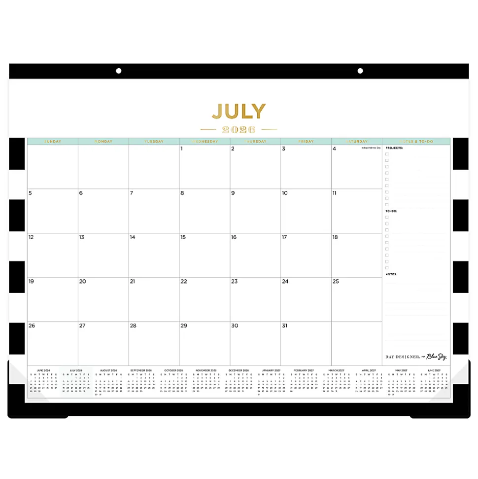 DESK PAD PLANNING CALENDAR DD RUGBY STRIPE BLACK - 22X17 AY26-27 MONTHLY