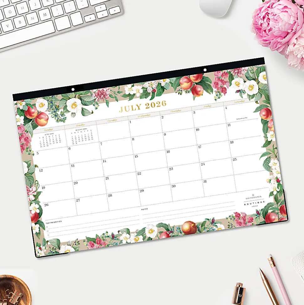 DESK PAD PLANNING CALENDAR DDB FIRENZE TAUPE - 17X11 AY26-27 MONTHLY