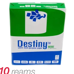 Destiny™ Multi-Use Printer & Copy Paper, 10 Reams, White, Letter (8.5" x 11"), 5000 Sheets Per Case, 20 Lb, 92 Brightness