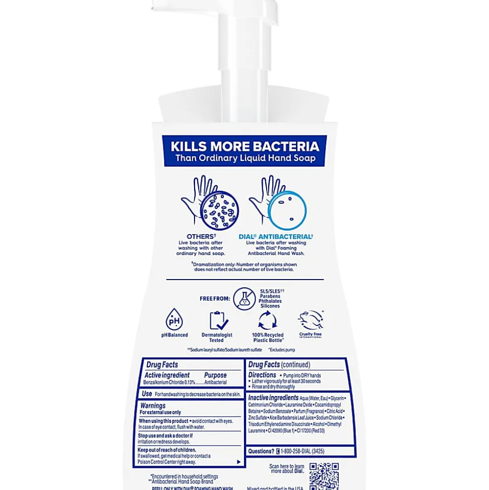 Dial® Antibacterial Foaming Hand Wash, Spring Water Scent, 10 oz, 8/Carton