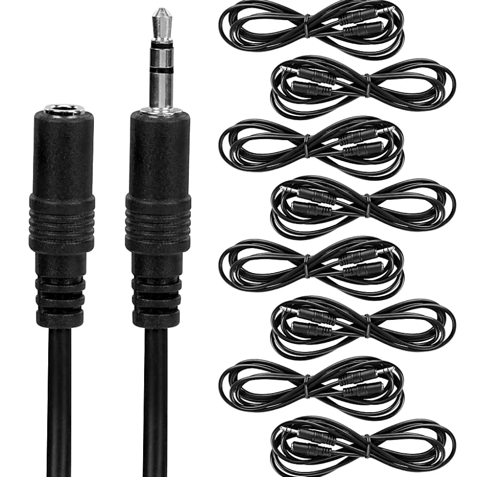 Digital Energy Extension Cables For Handheld Game Buzzer System, 15', Black, Pack Of 8 Cables, DEFT-1755