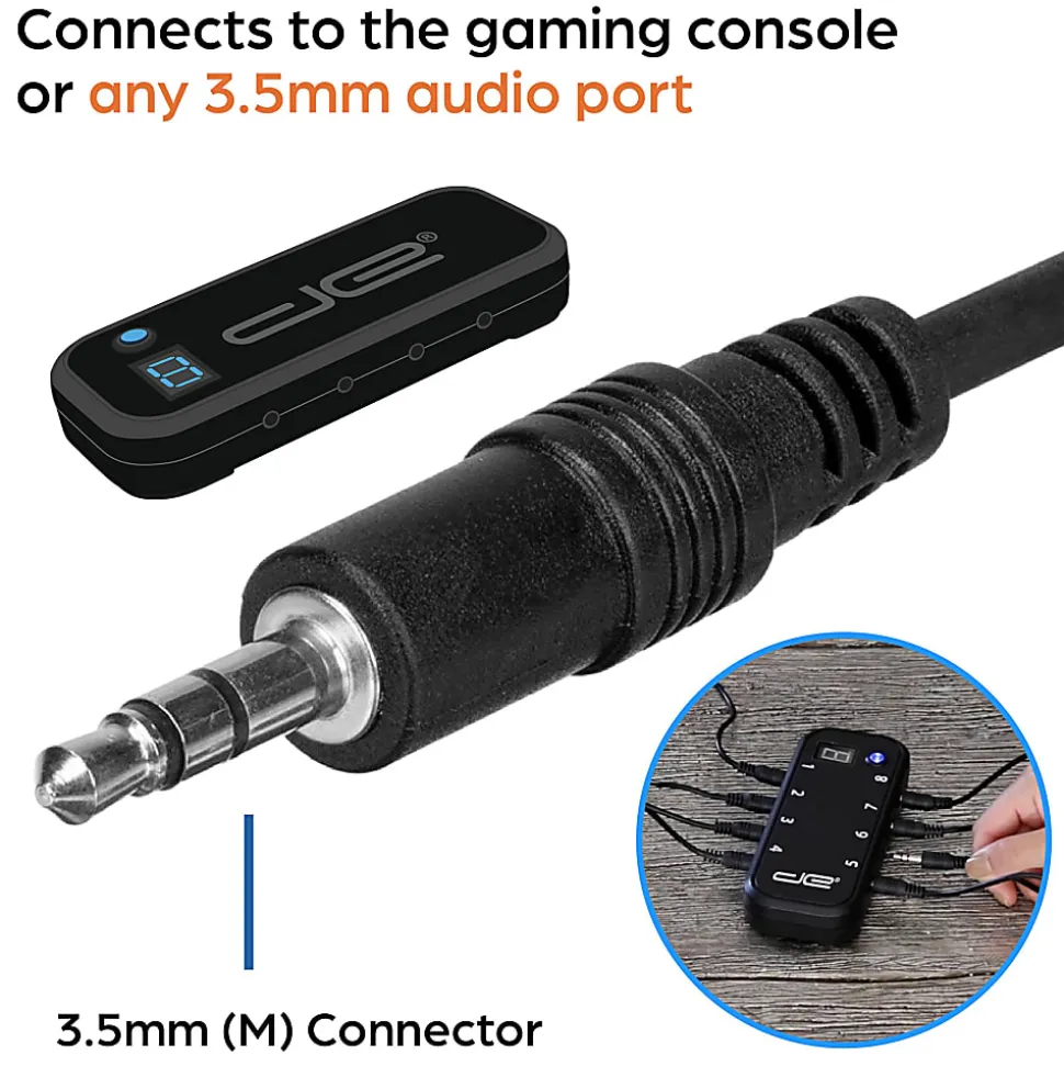 Digital Energy Extension Cables For Handheld Game Buzzer System, 15', Black, Pack Of 8 Cables, DEFT-1755
