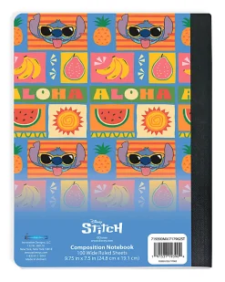Disney Lilo & Stitch Wide Ruled Composition Notebook, 9.5" x 7.25", 100 Sheets