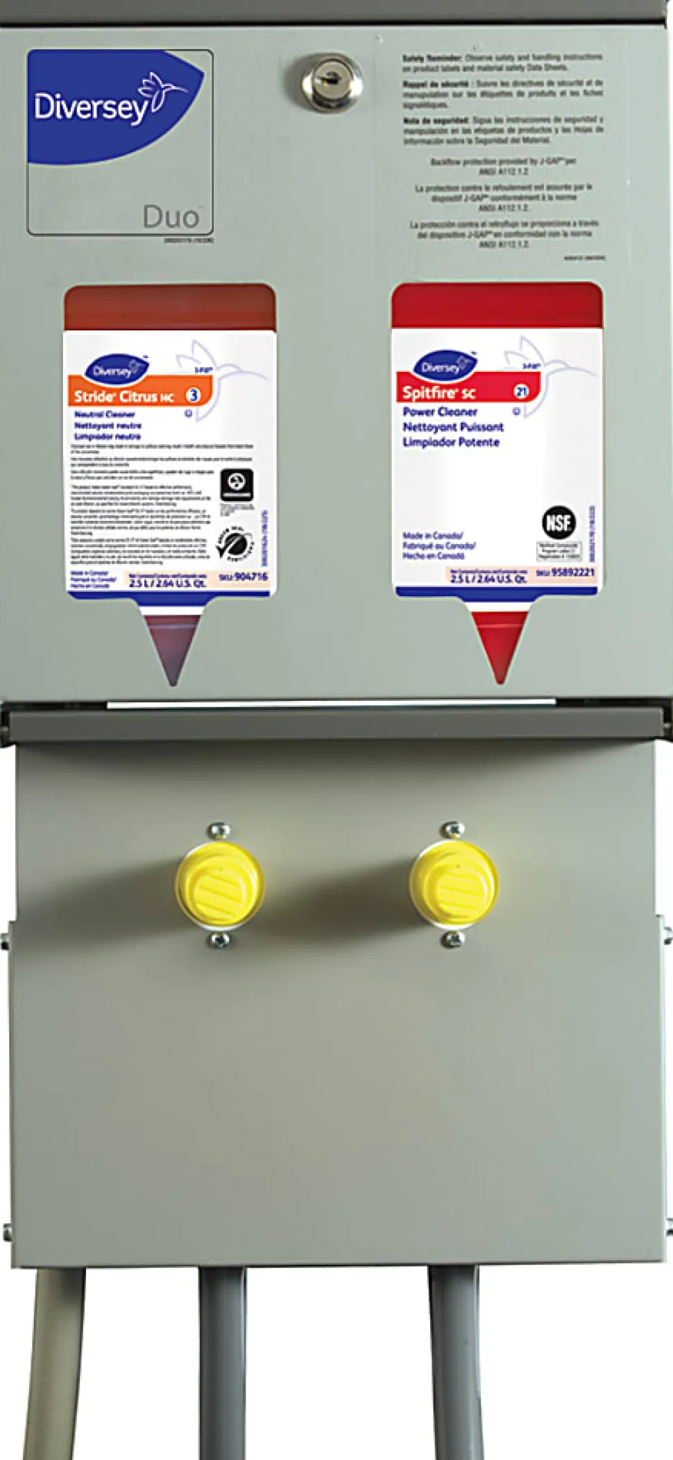 Diversey J-Fill Duo Cleaner Dispensing System, 19-1/2"H x 10"W x 6-1/2"D, Gray