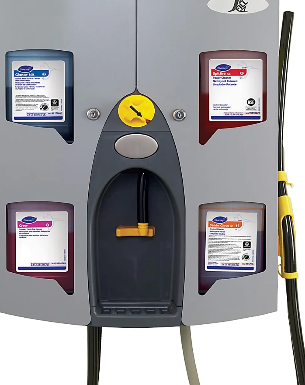 Diversey J-Fill QuattroSelect Dispensing System, 24-1/4"H x 18-1/2"W x 7-1/2"D, Gray