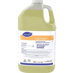 Diversey LIQU-A-KLOR Bactericide Disinfectant Sanitizer, 1 Gallon, Yellow, Case Of 4 Bottles