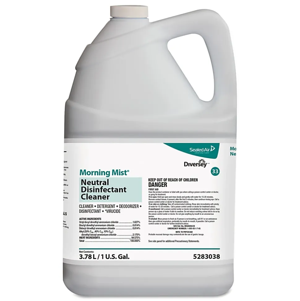 Diversey™ Morning Mist® Neutral Disinfectant Cleaner, Fresh Scent, 128 Oz Carton, Case Of 4
