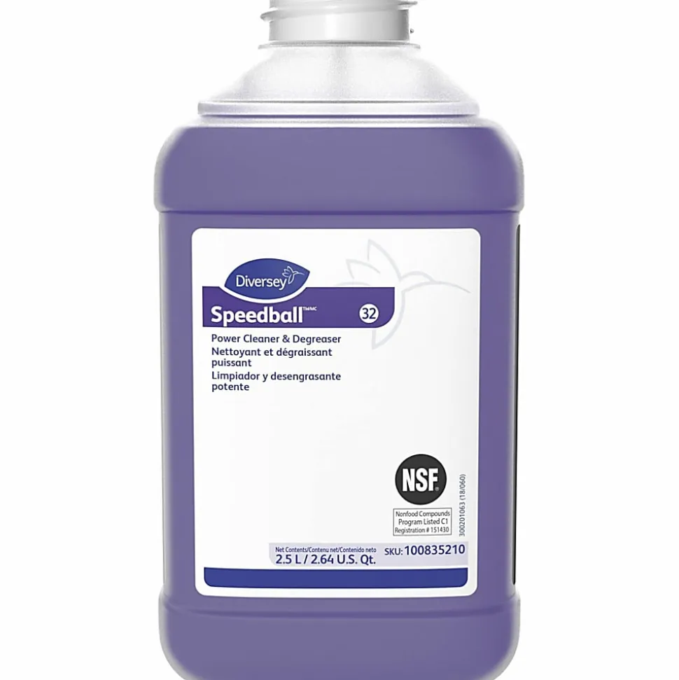 Diversey Speedball Power Cleaner & Degreaser Concentrate, 2.6 Quart, Fresh Lemon/Citrus Scent, Carton Of 2 Jugs
