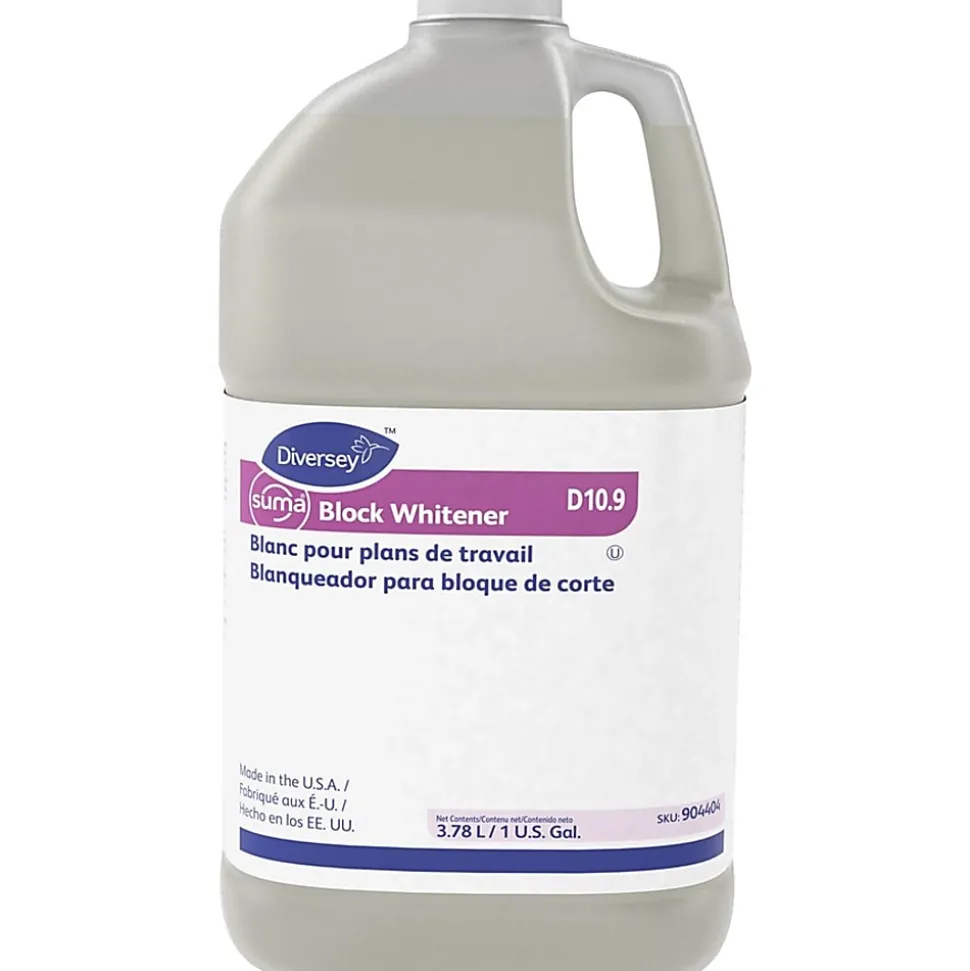 Diversey Suma Block Whitener, Chlorine Scent, 128 Oz, Yellow, Carton Of 4 Jugs