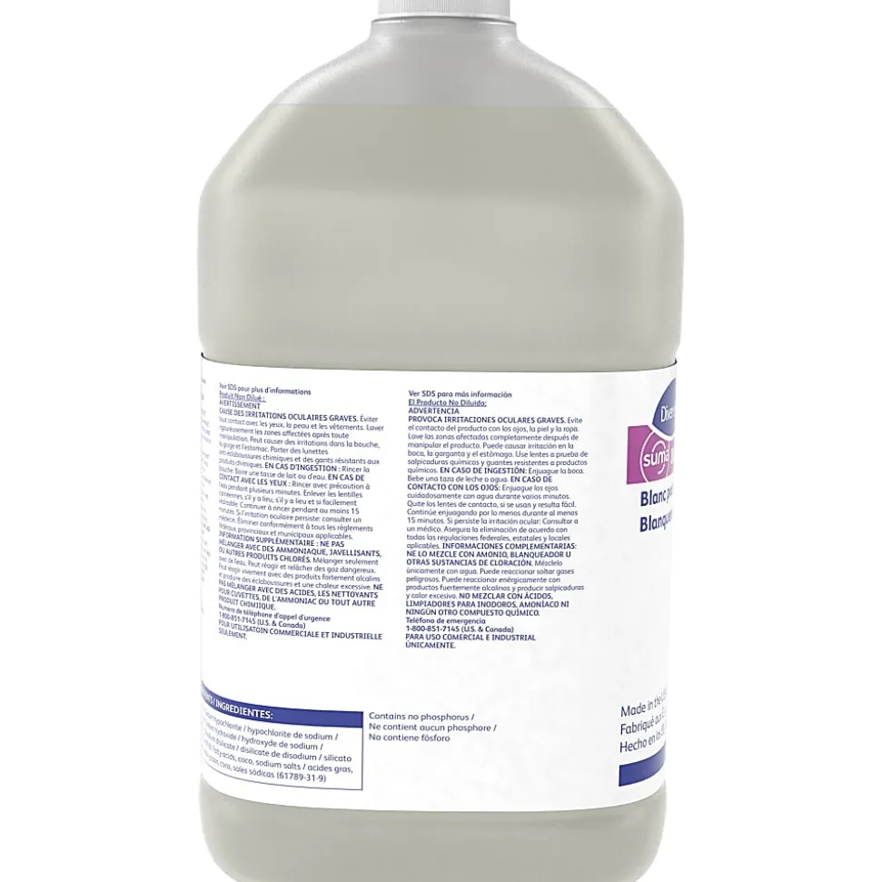 Diversey Suma Block Whitener, Chlorine Scent, 128 Oz, Yellow, Carton Of 4 Jugs