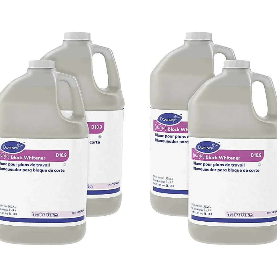 Diversey Suma Block Whitener, Chlorine Scent, 128 Oz, Yellow, Carton Of 4 Jugs