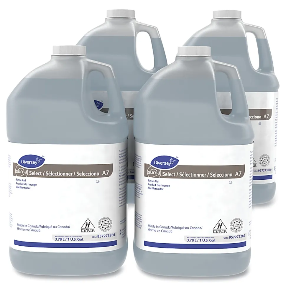 Diversey Suma Select A7 Rinse Aids, 1 Gallon, Pack Of 4 Jugs
