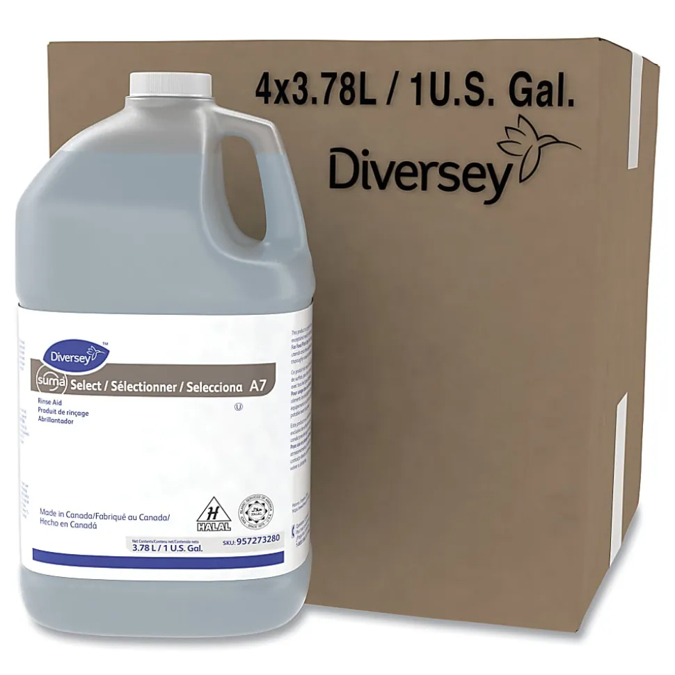 Diversey Suma Select A7 Rinse Aids, 1 Gallon, Pack Of 4 Jugs