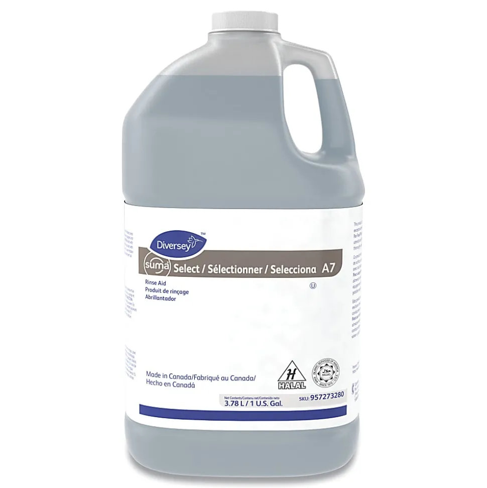 Diversey Suma Select A7 Rinse Aids, 1 Gallon, Pack Of 4 Jugs